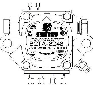 Suntec B2TA-8245 Two-Stage Oil Pump 3450 RPM 16 GPH